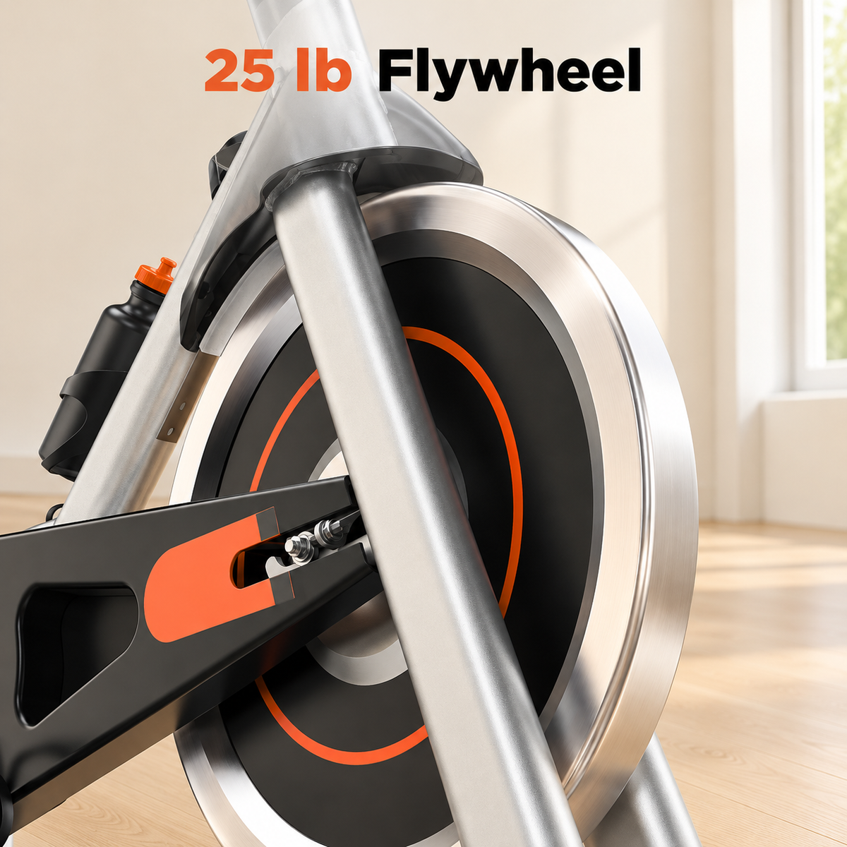 Indoor Exercise Bike with 25 lb Flywheel & Adjustable Fit