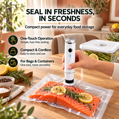 Portable Vacuum Food Sealer Bundle | Keeps Food Fresh 5x Longer