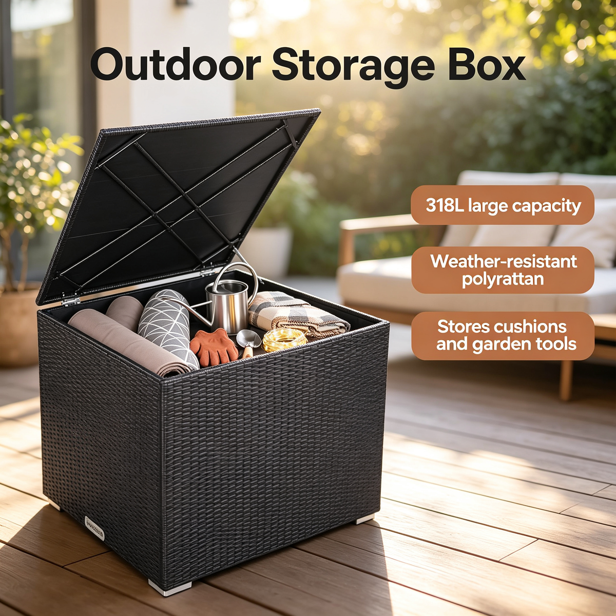 318L Outdoor Rattan Storage Box