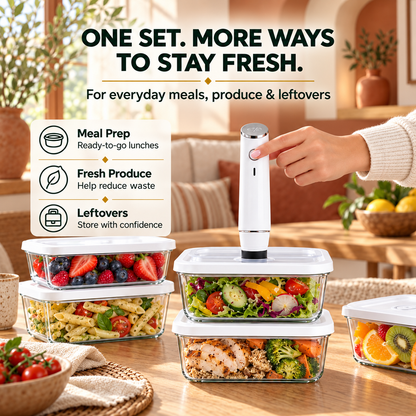 Portable Vacuum Food Sealer Bundle | Keeps Food Fresh 5x Longer