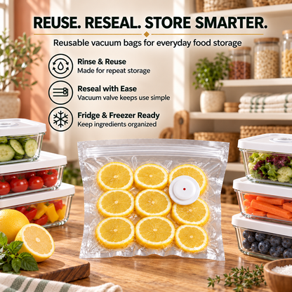 Portable Vacuum Food Sealer Bundle | Keeps Food Fresh 5x Longer