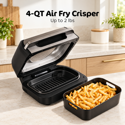 6-in-1 Indoor Electric Grill & Air Fryer with Smart Thermometer