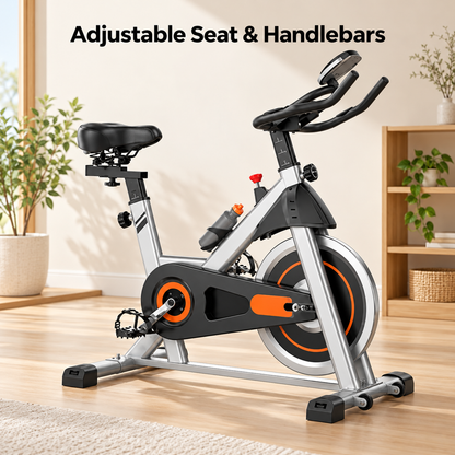 Indoor Exercise Bike with 25 lb Flywheel & Adjustable Fit