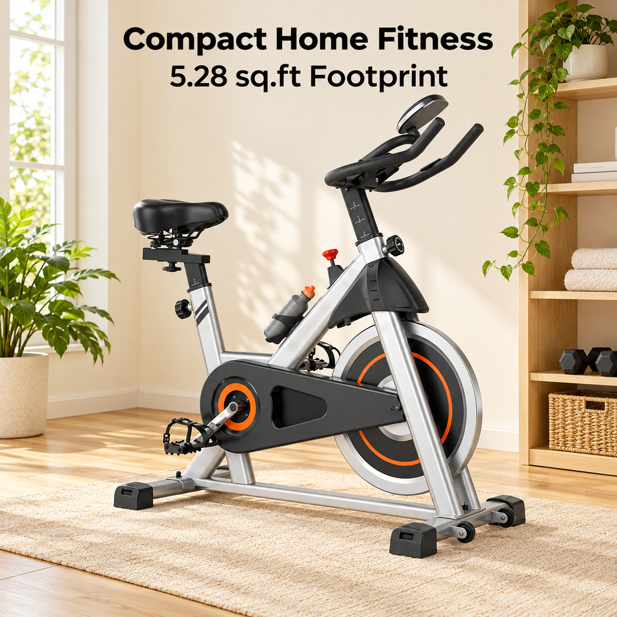 Indoor Exercise Bike with 25 lb Flywheel & Adjustable Fit