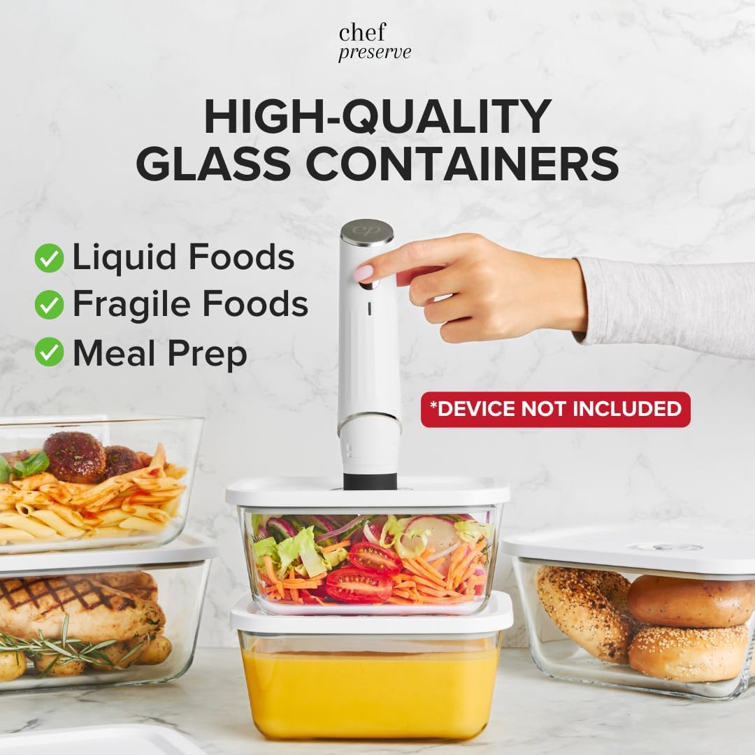 3x Large Glass Vacuum Food Containers - For Handheld Sealers