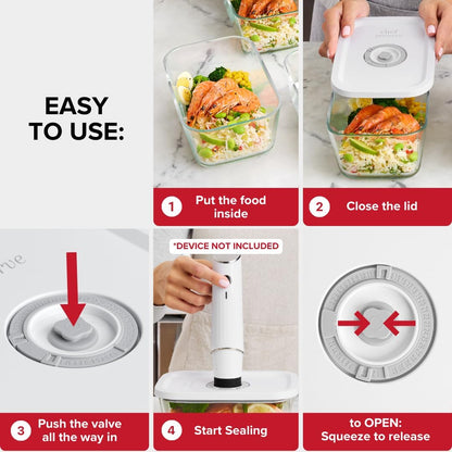 3x Large Glass Vacuum Food Containers - For Handheld Sealers