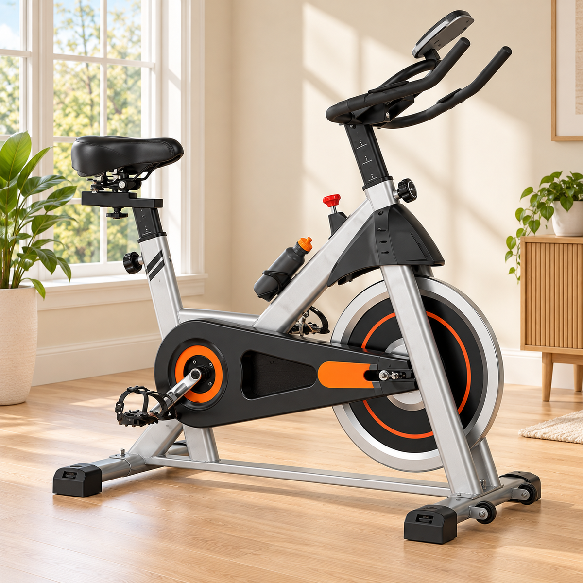 Indoor Exercise Bike with 25 lb Flywheel & Adjustable Fit