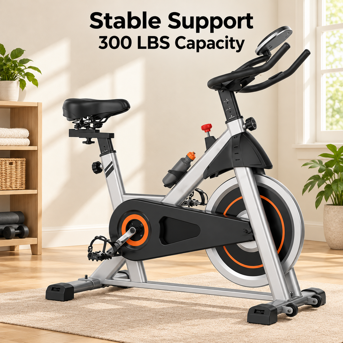Indoor Exercise Bike with 25 lb Flywheel & Adjustable Fit