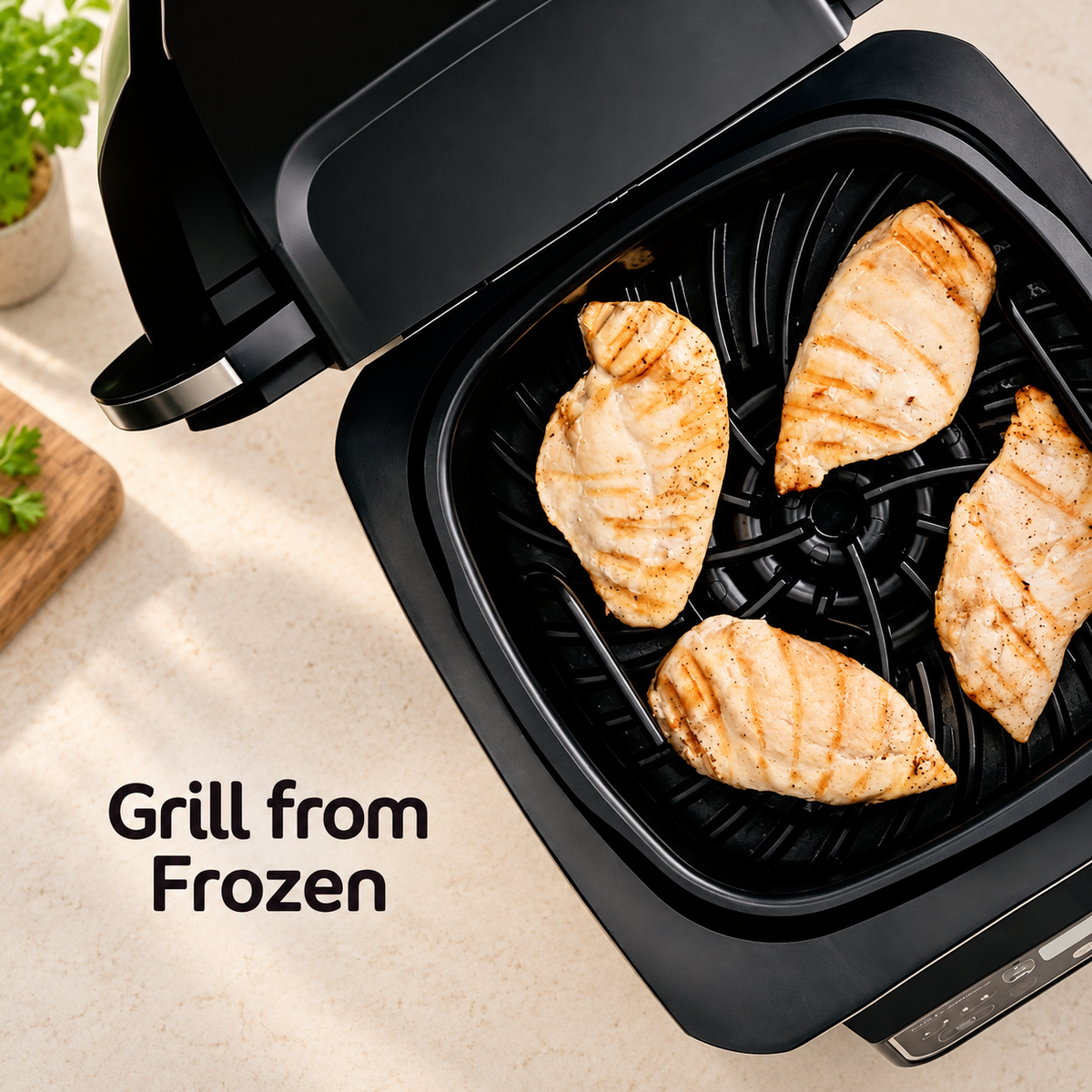 6-in-1 Indoor Electric Grill & Air Fryer with Smart Thermometer